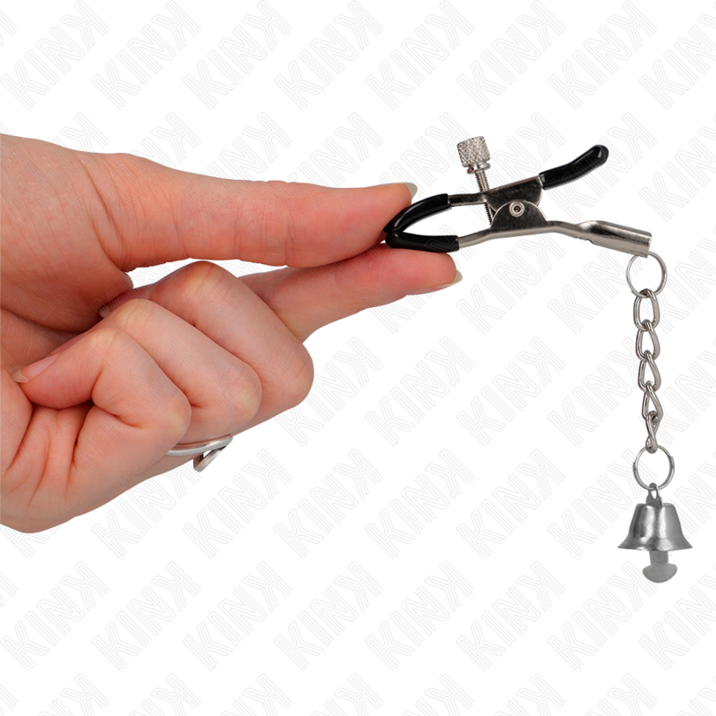KINK Silberne Nippelklemmen mit Glockenanhänger 6 cm – Verstellbare Brustklammern | Secret Pulse für sinnliche und diskrete Momente