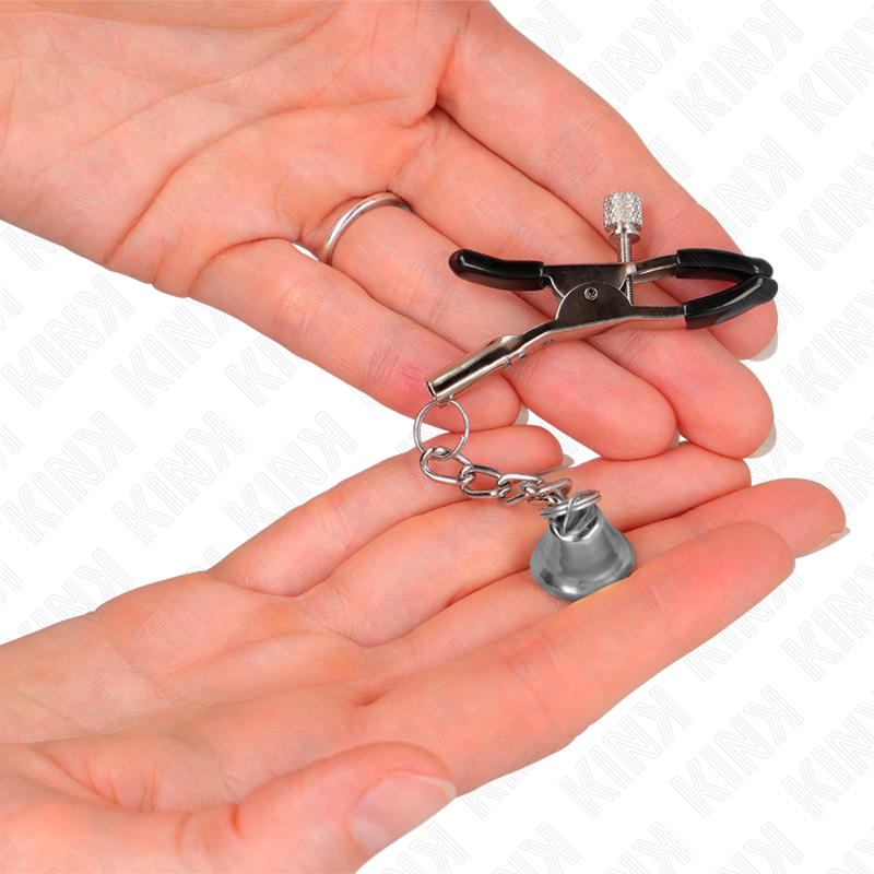KINK Silberne Nippelklemmen mit Glockenanhänger 6 cm – Verstellbare Brustklammern | Secret Pulse bei Secret Pulse im Erotikshop