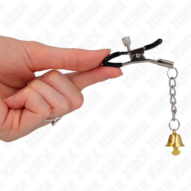 KINK Goldene Nippelklemmen mit Glockenanhänger 6 cm – Verstellbare Brustklammern | Secret Pulse für sinnliche und diskrete Momente