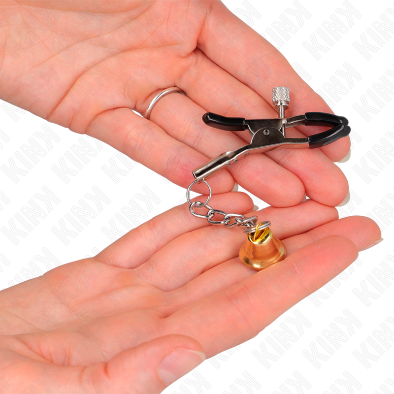 KINK Goldene Nippelklemmen mit Glockenanhänger 6 cm – Verstellbare Brustklammern | Secret Pulse bei Secret Pulse im Erotikshop