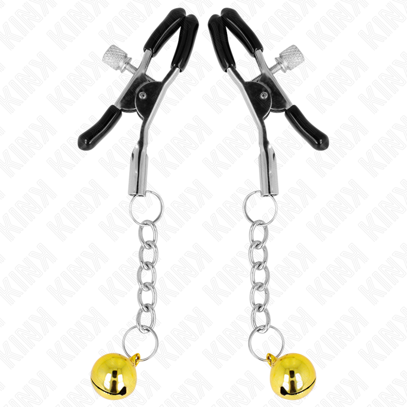 KINK Goldene Jingle Bell Nippelklemmen 6 cm – Verstellbare Brustklammern | Secret Pulse bei Secret Pulse im Erotikshop