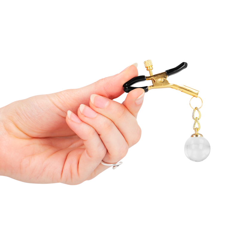 KINK Glasperlen-Nippelklemmen Gold 6 cm – Verstellbare Nippelklammern | Secret Pulse bei Secret Pulse im Erotikshop