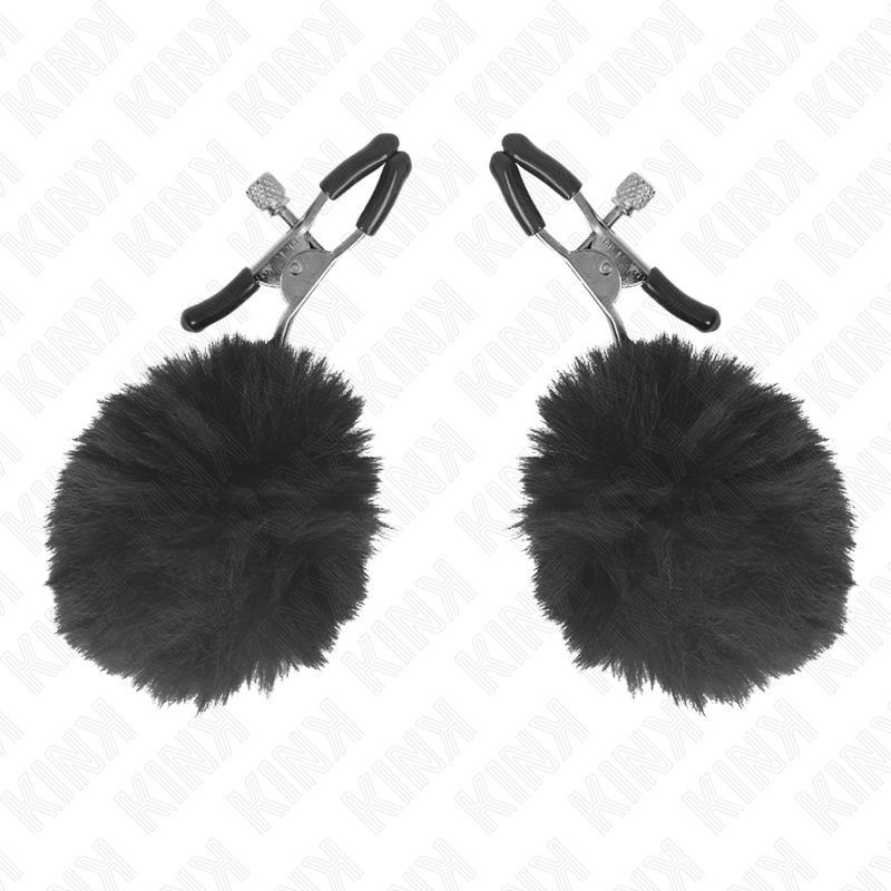 KINK - KUNSTFELLBALL-NIPPELKLAMMER SCHWARZ 6 CM Nippelklemme diskret online kaufen