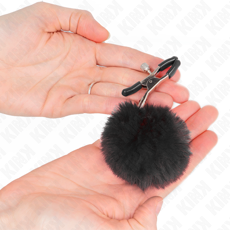 KINK - KUNSTFELLBALL-NIPPELKLAMMER SCHWARZ 6 CM hochwertiges Zubehör