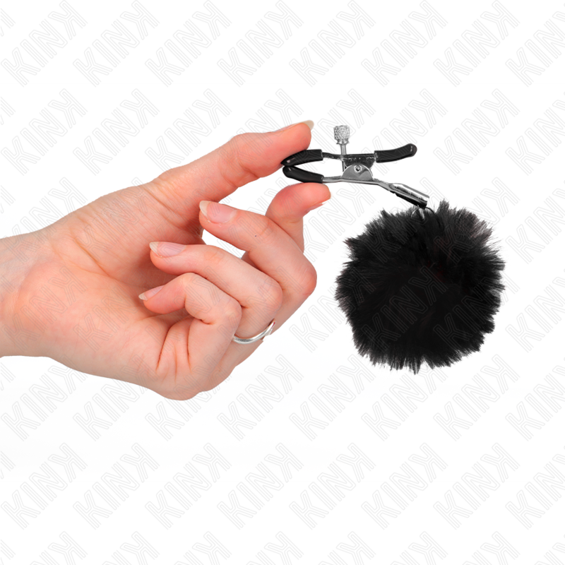 KINK - KUNSTFELLBALL-NIPPELKLAMMER SCHWARZ 6 CM bei Secret Pulse im Erotikshop
