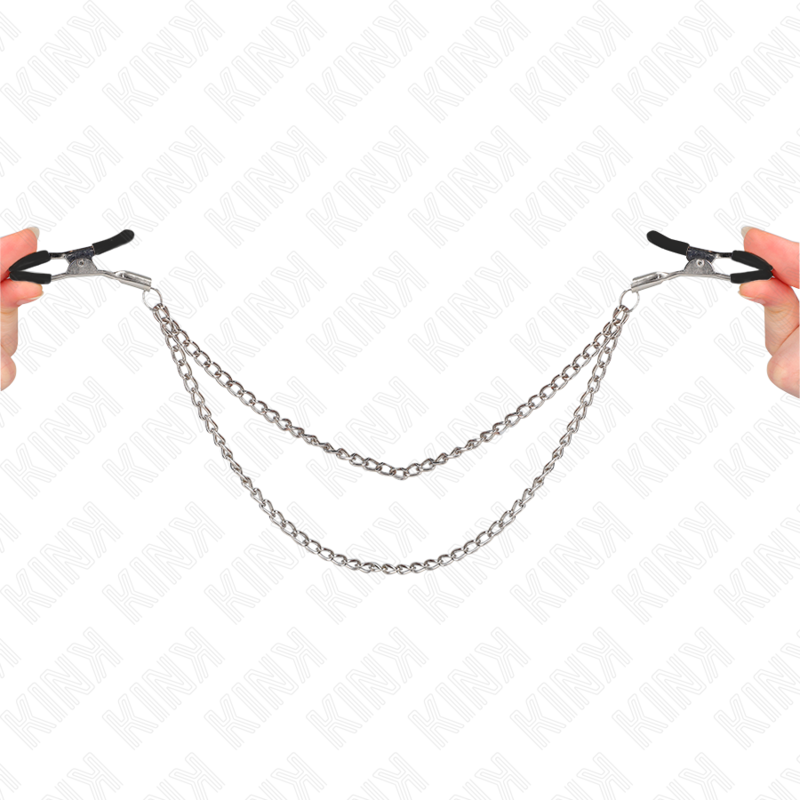 KINK - NIPPELKLEMMEN MIT 2 DICKEN KETTEN SILBER 20/23 CM Nippelklemme diskret online kaufen