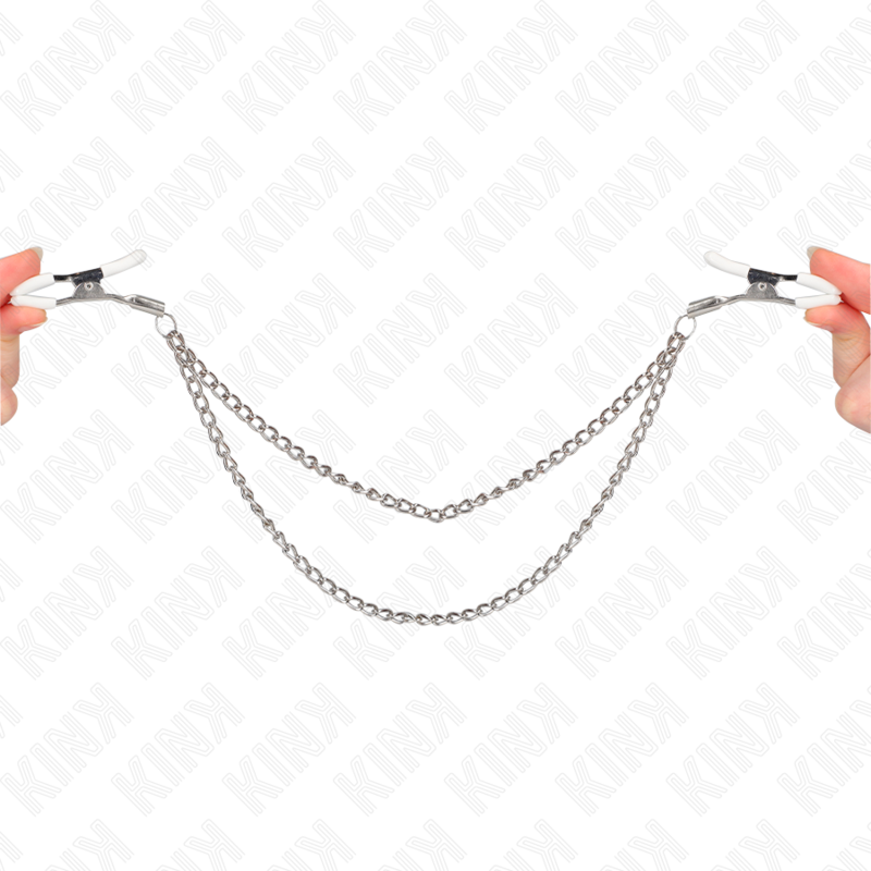 KINK - NIPPELKLEMMEN MIT 2 DÜNNEN KETTEN SILBER 20/23 CM Nippelklemme diskret online kaufen