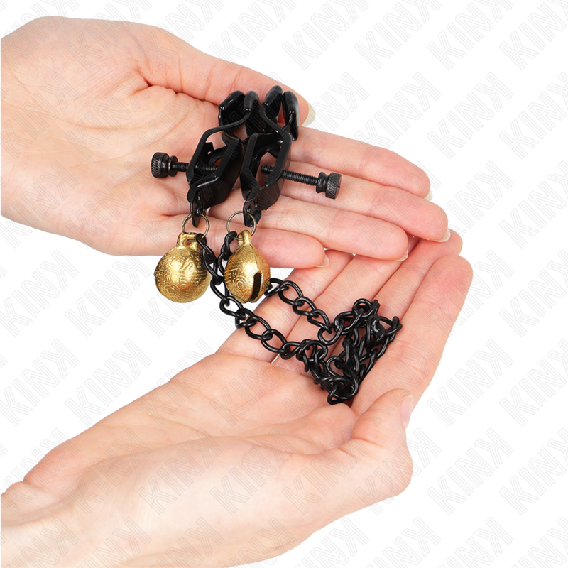 KINK - FLACHE KETTE NIPPELKLEMMEN UND GLOCKE SILBER 30 CM bei Secret Pulse im Erotikshop