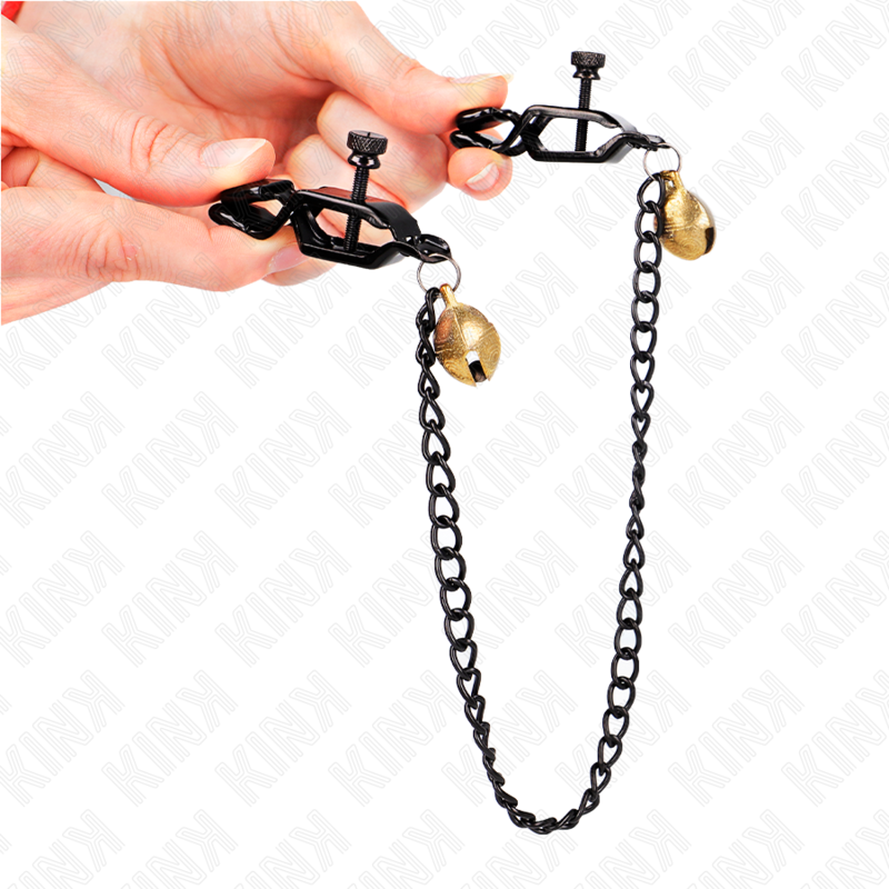 KINK - FLACHE KETTE NIPPELKLEMMEN UND GLOCKE SILBER 30 CM hochwertiges Zubehör