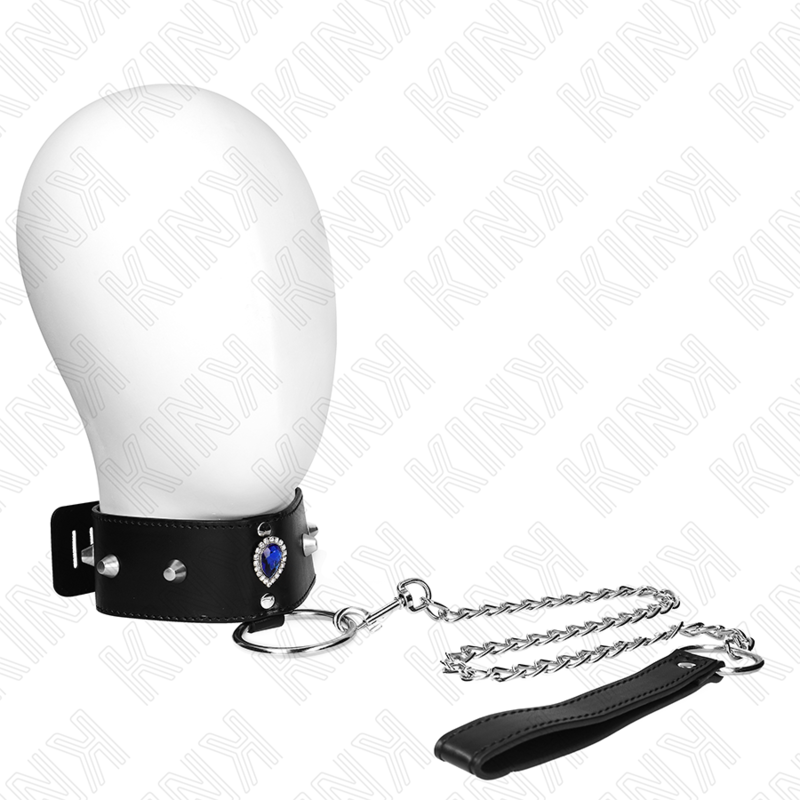 KINK Halskette 65 cm mit Band & blauen Diamanten – Verstellbar 36–43 cm | Secret Pulse BDSM-Zubehör diskret online kaufen