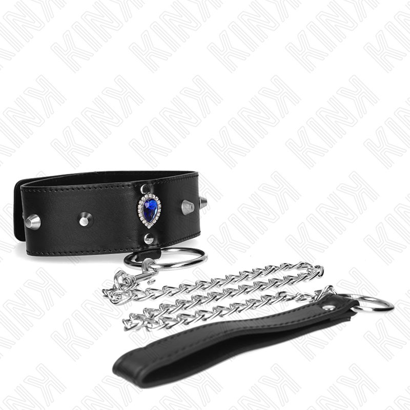 KINK Halskette 65 cm mit Band & blauen Diamanten – Verstellbar 36–43 cm | Secret Pulse für sinnliche und diskrete Momente