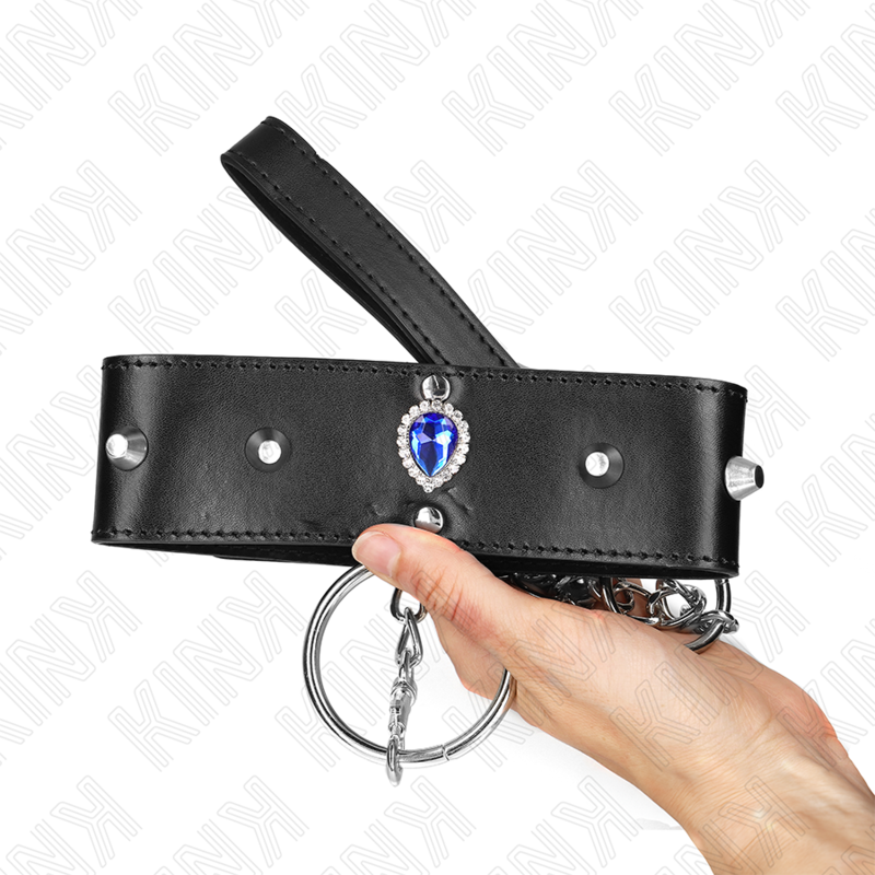 KINK Halskette 65 cm mit Band & blauen Diamanten – Verstellbar 36–43 cm | Secret Pulse hochwertiges Zubehör