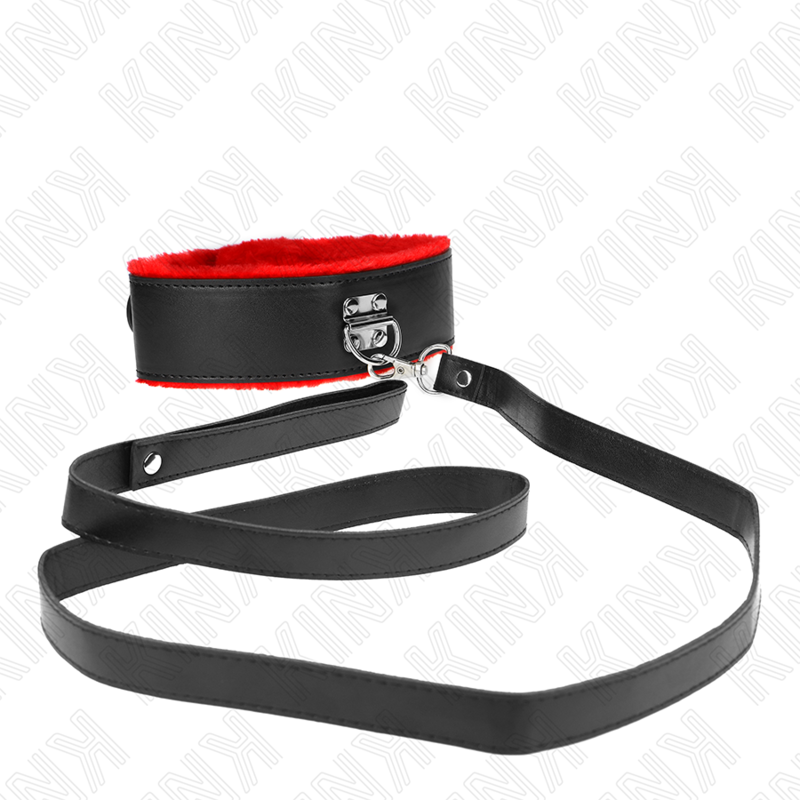KINK Halskette mit Gürtel & rotem Lederband – 116 cm, verstellbar 40–48 cm | 6 cm breit bei Secret Pulse im Erotikshop