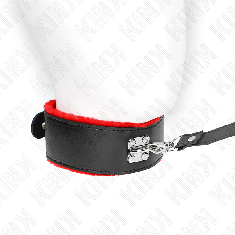 KINK Halskette mit Gürtel & rotem Lederband – 116 cm, verstellbar 40–48 cm | 6 cm breit bei Secret Pulse im Erotikshop