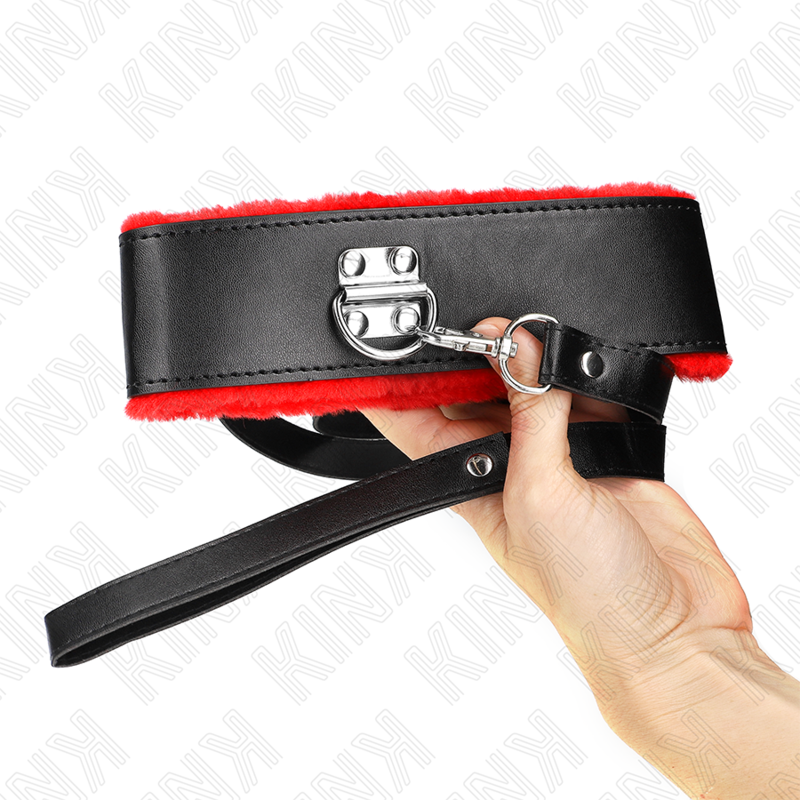 KINK Halskette mit Gürtel & rotem Lederband – 116 cm, verstellbar 40–48 cm | 6 cm breit hochwertiges Zubehör