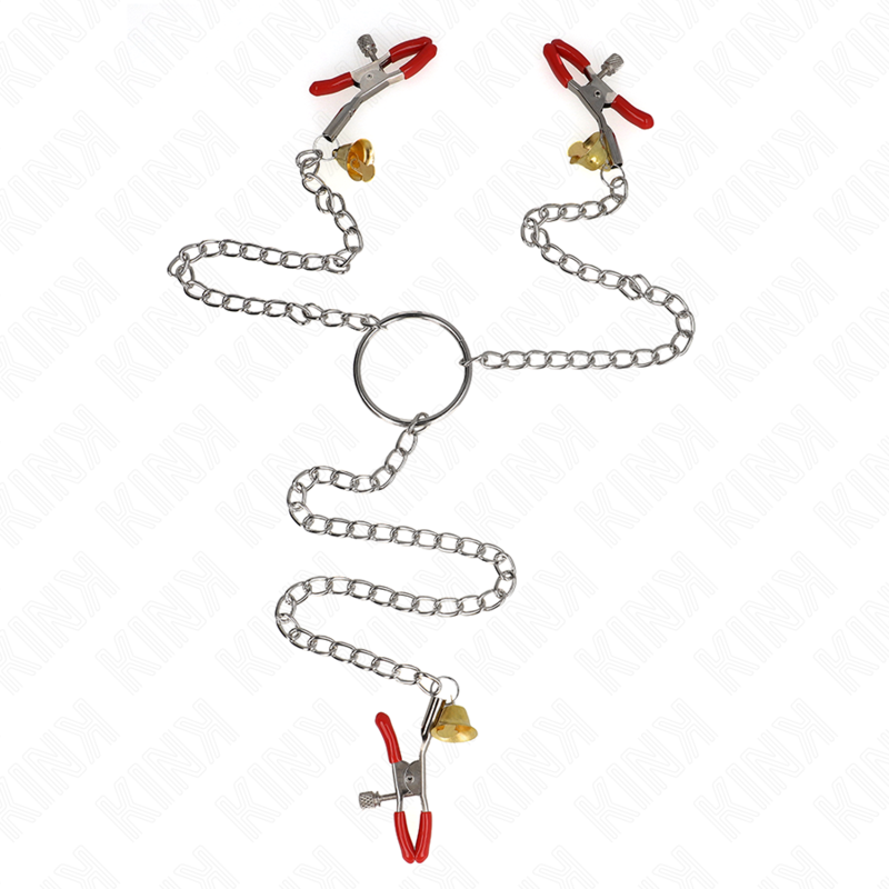 KINK - BELL 3-FACH NIPPEL- UND KLITORISKLEMMEN ROT MIT KETTE 30 CM Nippelklemme diskret online kaufen