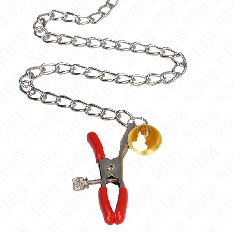 KINK - BELL 3-FACH NIPPEL- UND KLITORISKLEMMEN ROT MIT KETTE 30 CM hochwertiges Zubehör