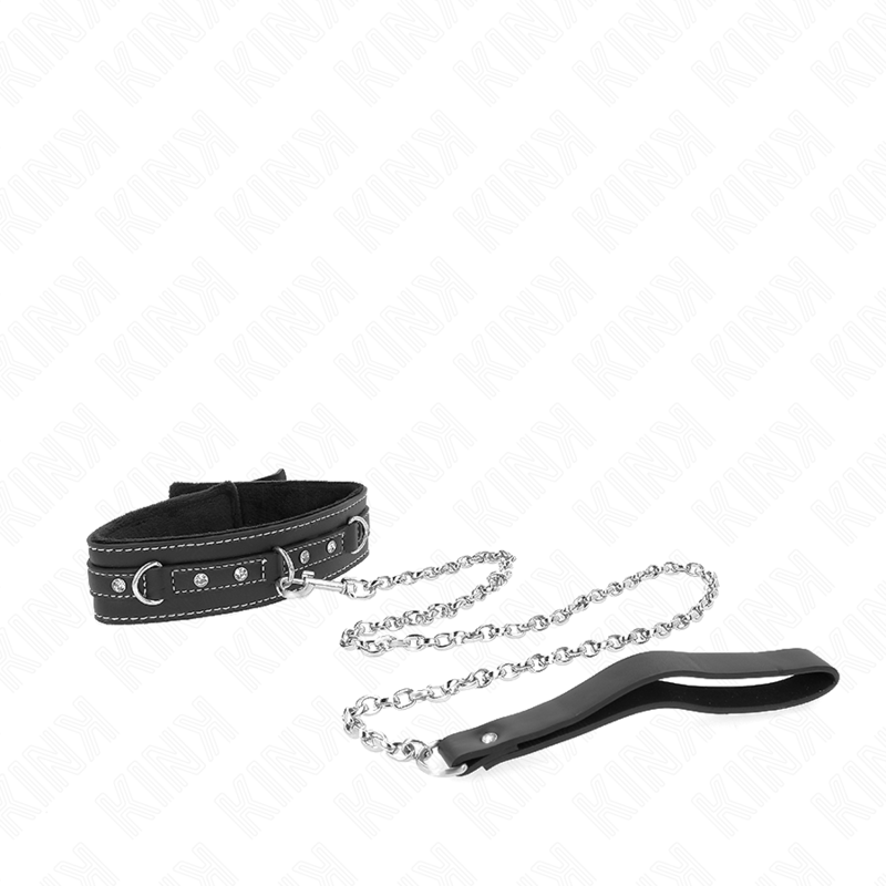 KINK - PVC LEDER HALSKETTE MIT GÜRTEL 105 CM STRASS NIETE 41,5 X 4 CM BDSM-Zubehör diskret online kaufen