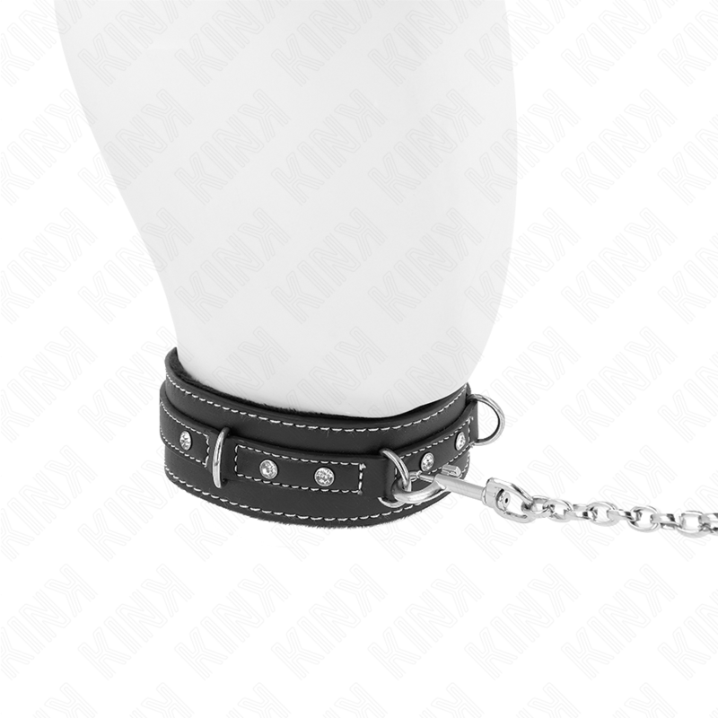 KINK - PVC LEDER HALSKETTE MIT GÜRTEL 105 CM STRASS NIETE 41,5 X 4 CM bei Secret Pulse im Erotikshop