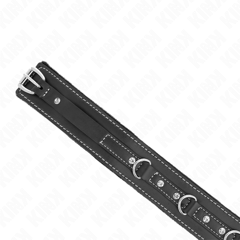 KINK - PVC LEDER HALSKETTE MIT GÜRTEL 105 CM STRASS NIETE 41,5 X 4 CM hochwertiges Zubehör