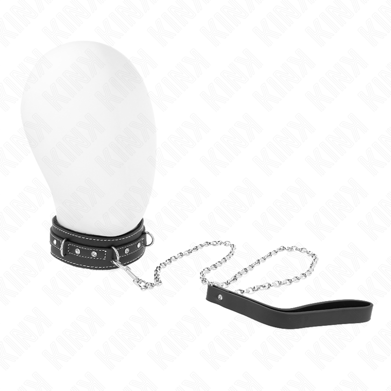 KINK - PVC LEDER HALSKETTE MIT GÜRTEL 105 CM STRASS NIETE 41,5 X 4 CM Produktansicht und Details