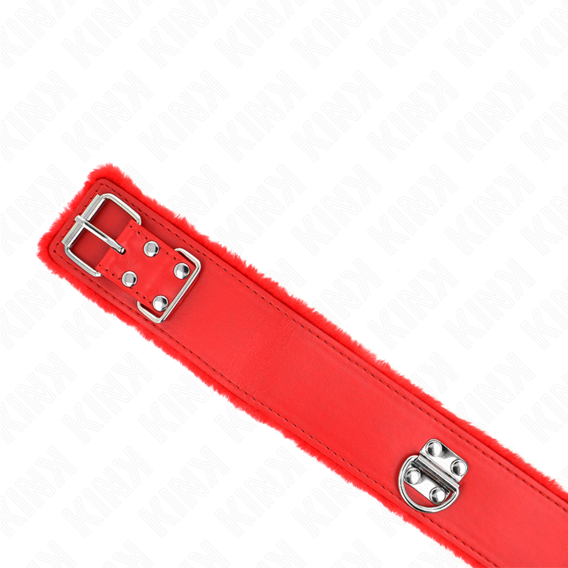KINK Halskette mit Leine & silbernen Nieten – Modell 4 Rot, verstellbar 40–48 cm | 116 cm Band 6 cm hochwertiges Zubehör