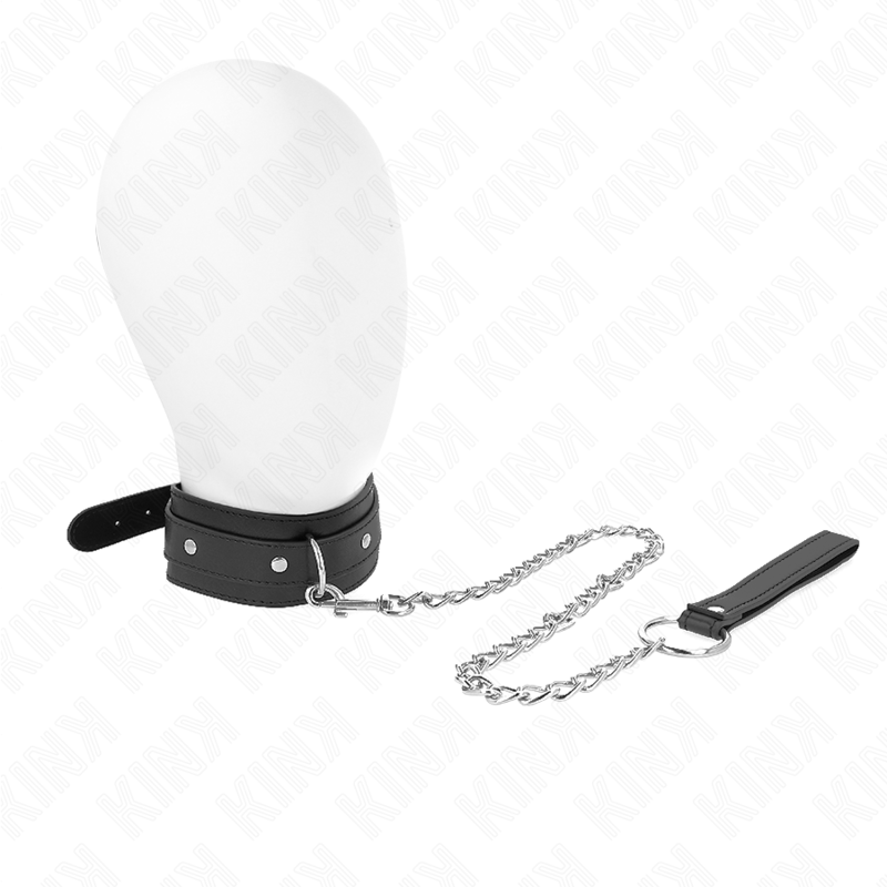 KINK Halskette 1-Ring mit Leine – verstellbar 38–49 cm | 65 cm Band 5 cm BDSM-Zubehör diskret online kaufen