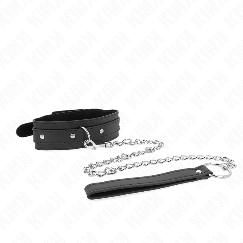 KINK Halskette 1-Ring mit Leine – verstellbar 38–49 cm | 65 cm Band 5 cm für sinnliche und diskrete Momente