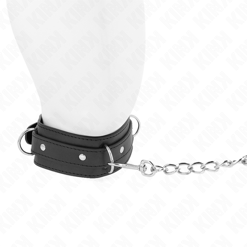 KINK Halskette 3-Ring Modell 1 mit Leine – verstellbar 38–49 cm | 65 cm Band 5 cm bei Secret Pulse im Erotikshop