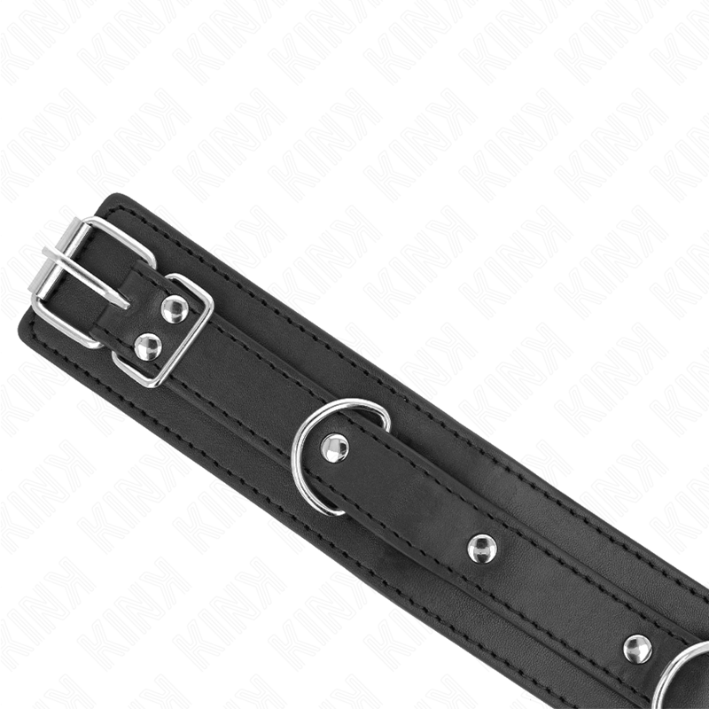 KINK Halskette 3-Ring Modell 1 mit Leine – verstellbar 38–49 cm | 65 cm Band 5 cm BDSM-Zubehör diskret online kaufen