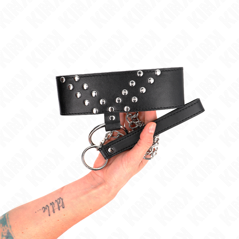 KINK Halskette mit Gürtel & V-Niete – 65 cm, verstellbar 36–43 cm | 5 cm breit Produktansicht und Details