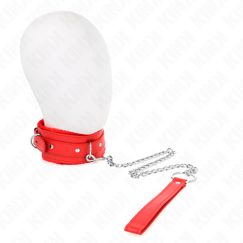 KINK Halsband mit Leine – Rot, verstellbar 36–42 cm | 65 cm Band 5,5 cm – BDSM-Zubehör Bild 1
