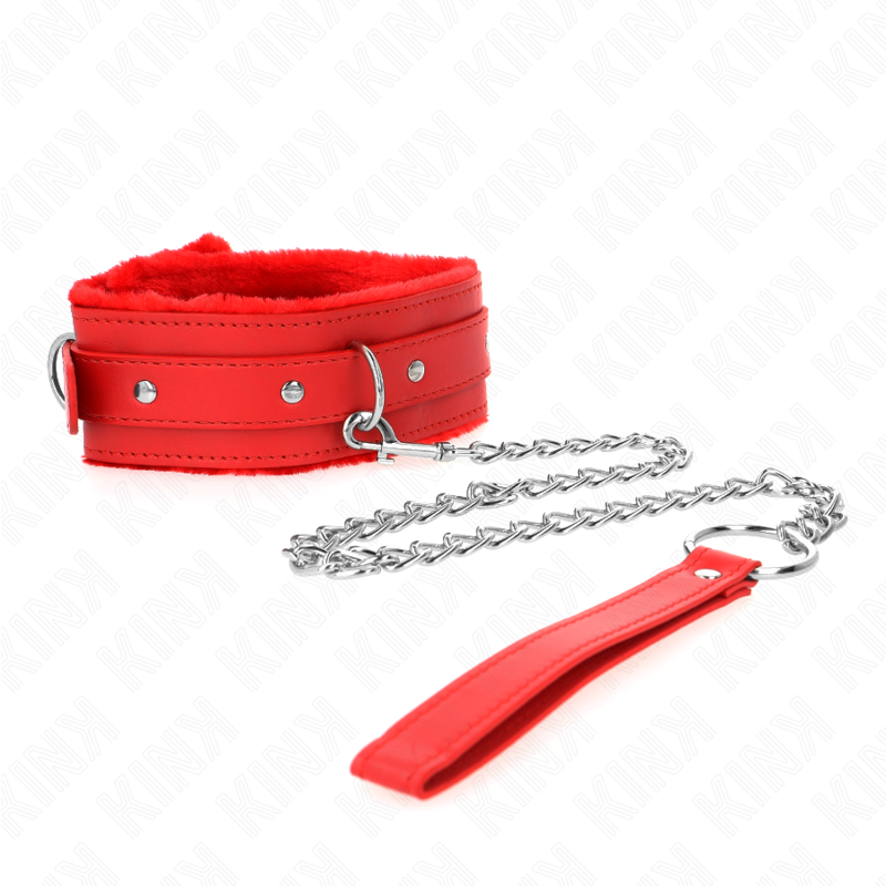 KINK Halsband mit Leine – Rot, verstellbar 36–42 cm | 65 cm Band 5,5 cm – BDSM-Zubehör Bild 4