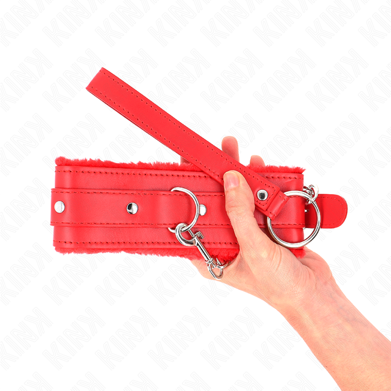 KINK Halsband mit Leine – Rot, verstellbar 36–42 cm | 65 cm Band 5,5 cm – BDSM-Zubehör Bild 7