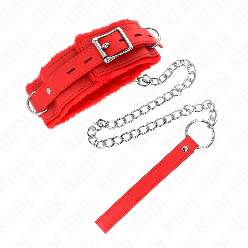 KINK Halsband mit Leine – Rot, verstellbar 36–42 cm | 65 cm Band 5,5 cm – BDSM-Zubehör Bild 6
