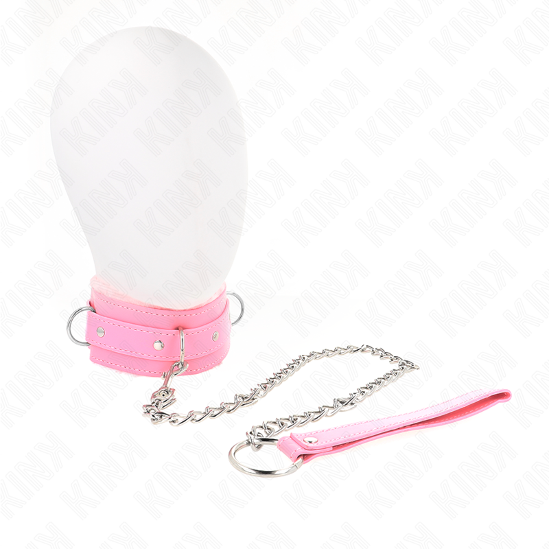 KINK Halsband mit Leine – Rosa, verstellbar 36–42 cm | 65 cm Band 5,5 cm BDSM-Zubehör diskret online kaufen