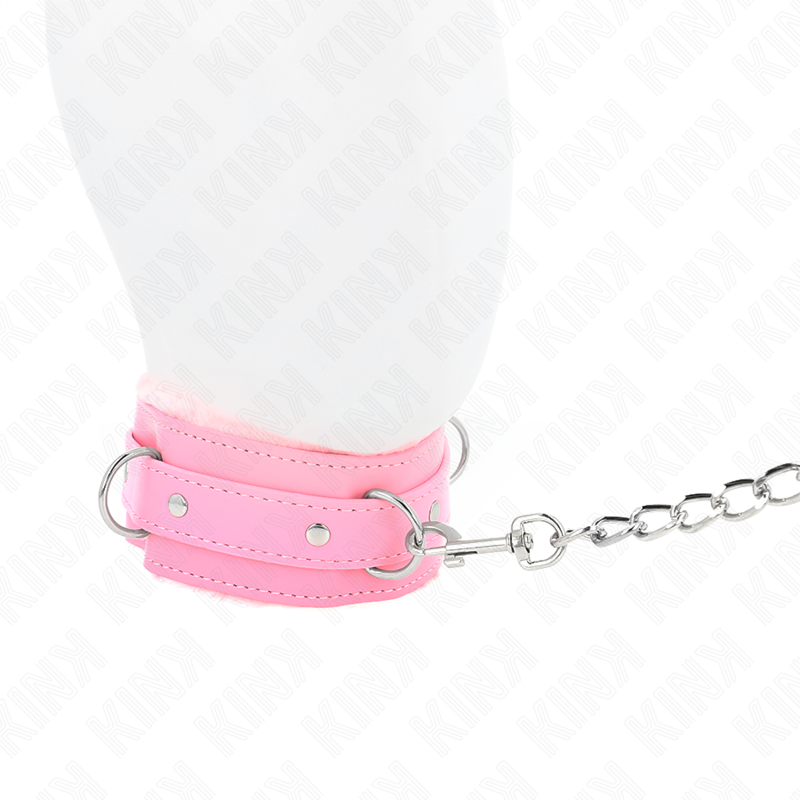 KINK Halsband mit Leine – Rosa, verstellbar 36–42 cm | 65 cm Band 5,5 cm für sinnliche und diskrete Momente