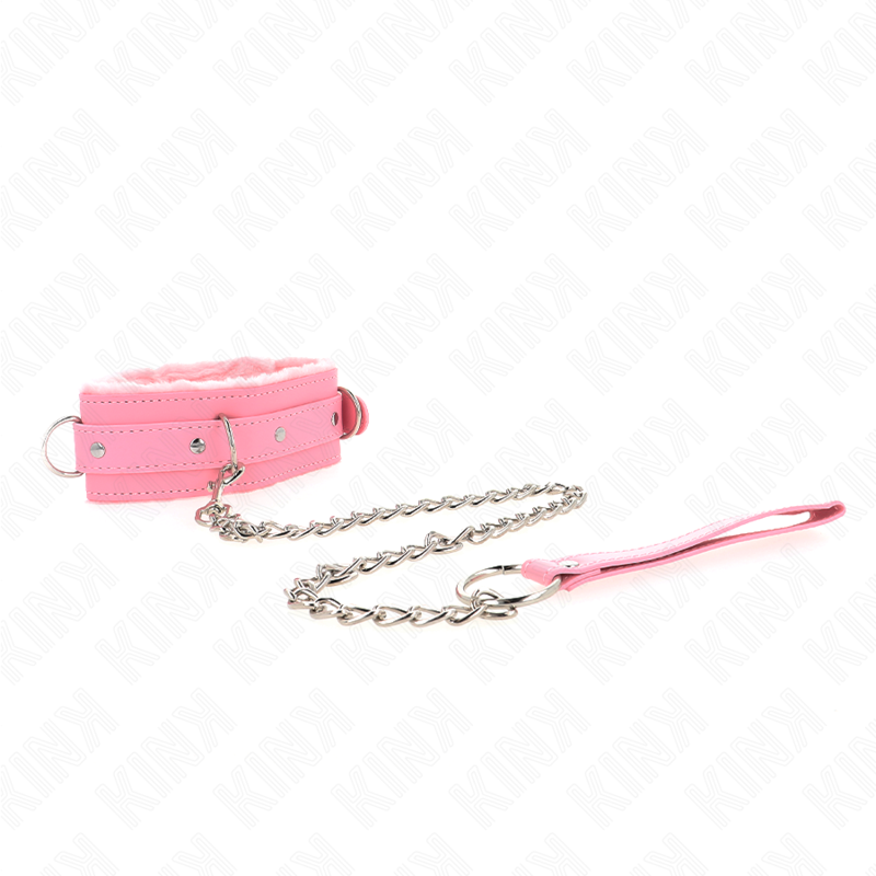 KINK Halsband mit Leine – Rosa, verstellbar 36–42 cm | 65 cm Band 5,5 cm Produktansicht und Details