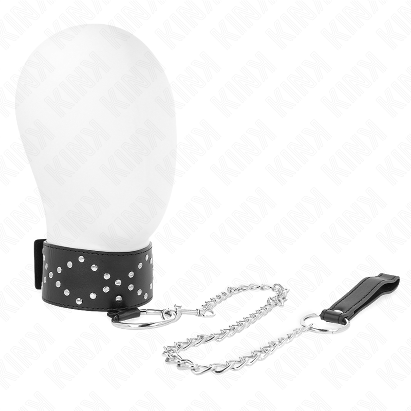 KINK Halskette 65 cm mit Leine & silbernen Nieten Modell 3 – Verstellbar 36–43 cm | Secret Pulse – BDSM-Zubehör Bild 1