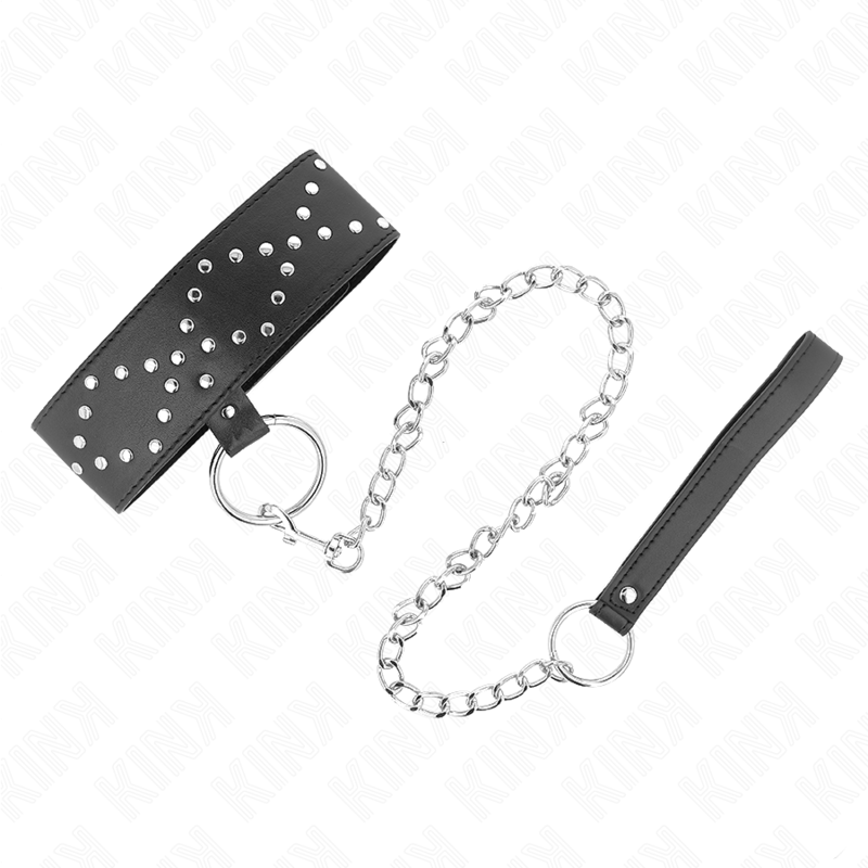 KINK Halskette 65 cm mit Leine & silbernen Nieten Modell 3 – Verstellbar 36–43 cm | Secret Pulse – BDSM-Zubehör Bild 4