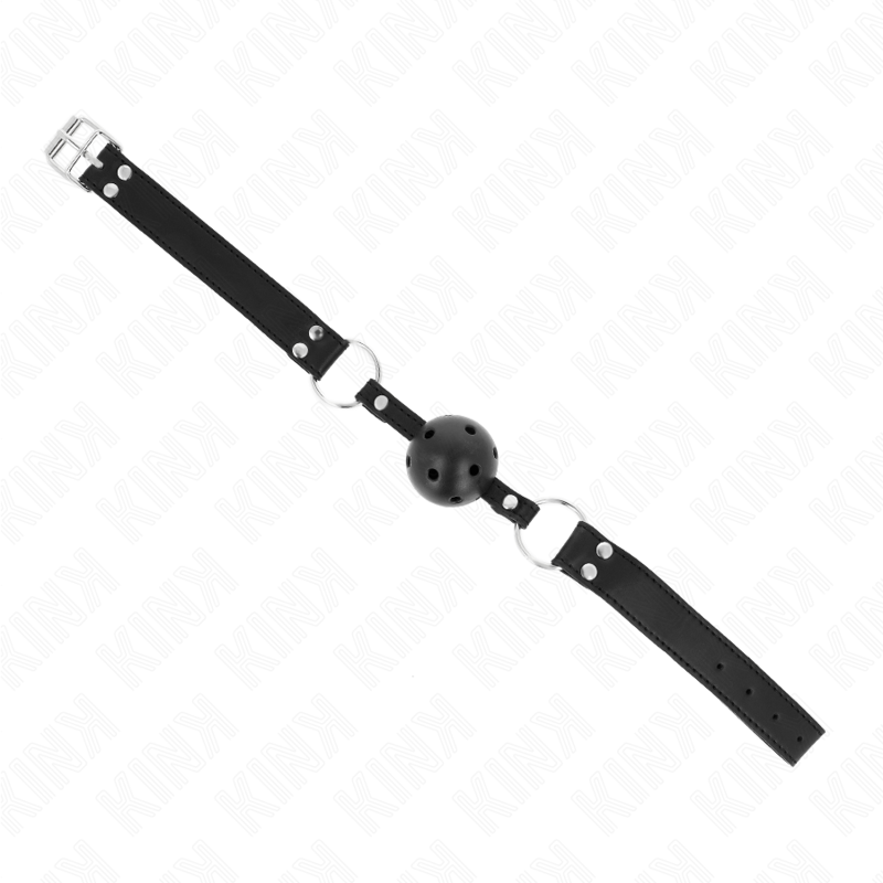 KINK - ATMUNGSAKTIVER BALL 4 CM KNEBEL MIT DOPPELNIET MODELL 1 SCHWARZ 62,5 x 2,5 CM VERSTELLBAR 42-58 CM hochwertiges Zubehör