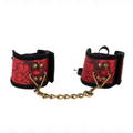 KINK - SCANDAL HANDGELENKSFESSELN ROT-SCHWARZE SPITZENDETAILS 24,5 CM X 6,5 CM Bondage-Fessel diskret online kaufen