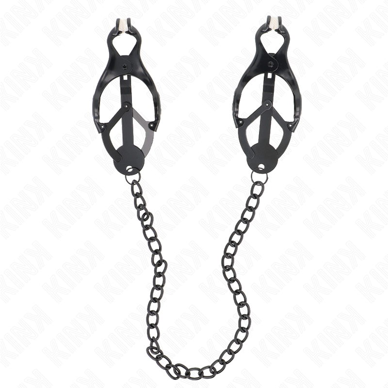 KINK - JAPANISCHE KLEEBLATT-NIPPELKLAMMERN MIT KETTE SCHWARZ 30 CM Nippelklemme diskret online kaufen
