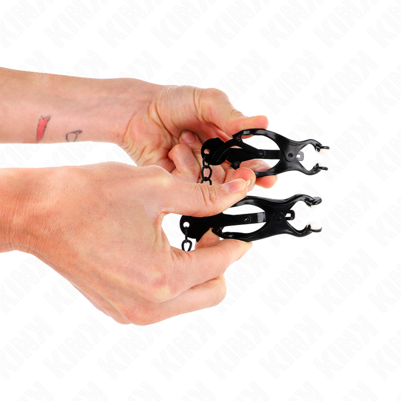 KINK - JAPANISCHE KLEEBLATT-NIPPELKLAMMERN MIT KETTE SCHWARZ 30 CM bei Secret Pulse im Erotikshop