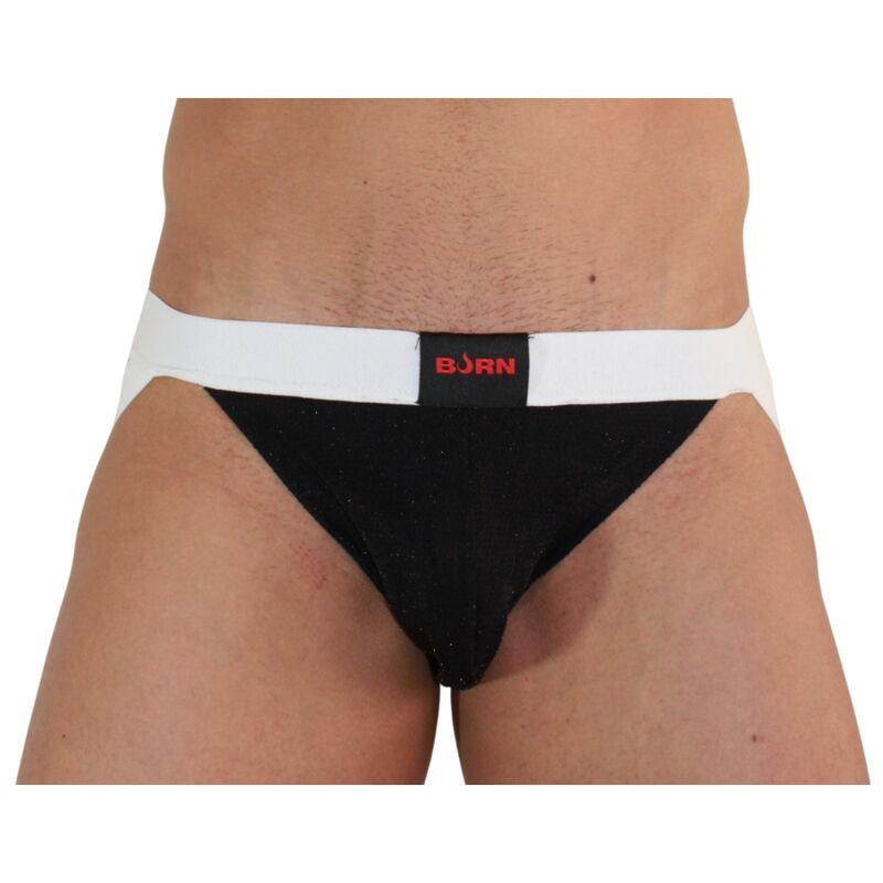 BURN - 004 JOCK GLÄNZEND SCHWARZ / WEISS XL – Erotik-Zubehör Bild 1