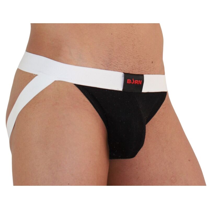 BURN - 004 JOCK GLÄNZEND SCHWARZ / WEISS XL – Erotik-Zubehör Bild 2