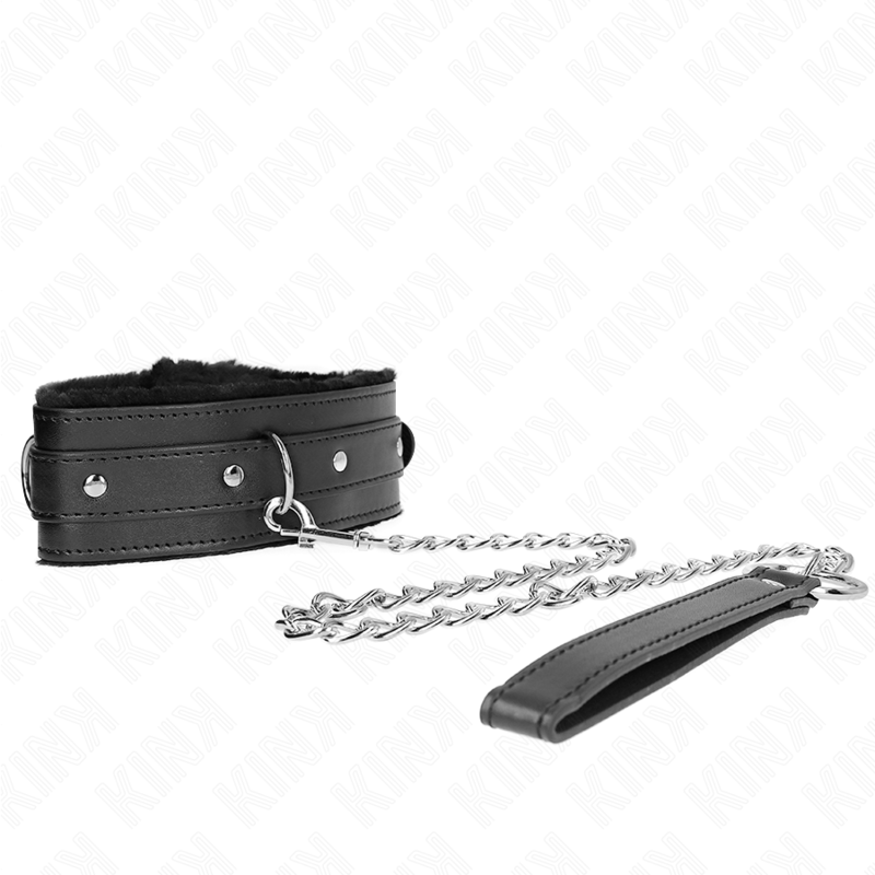 KINK Halsband mit Leine – Schwarz, verstellbar 36–42 cm | 65 cm Band 5,5 cm – BDSM-Zubehör Bild 5