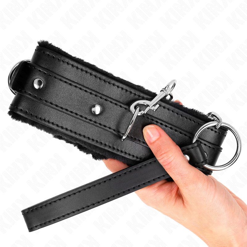 KINK Halsband mit Leine – Schwarz, verstellbar 36–42 cm | 65 cm Band 5,5 cm – BDSM-Zubehör Bild 8