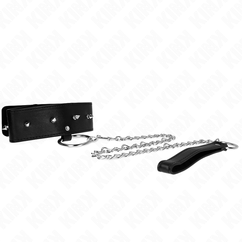 KINK Halskette 65 cm mit Leine & silbernen Nieten Modell 2 – Verstellbar 36–43 cm | Secret Pulse Produktansicht und Details