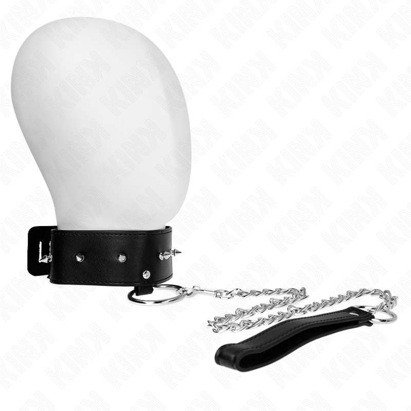KINK Halskette 65 cm mit Leine & silbernen Nieten Modell 2 – Verstellbar 36–43 cm | Secret Pulse BDSM-Zubehör diskret online kaufen